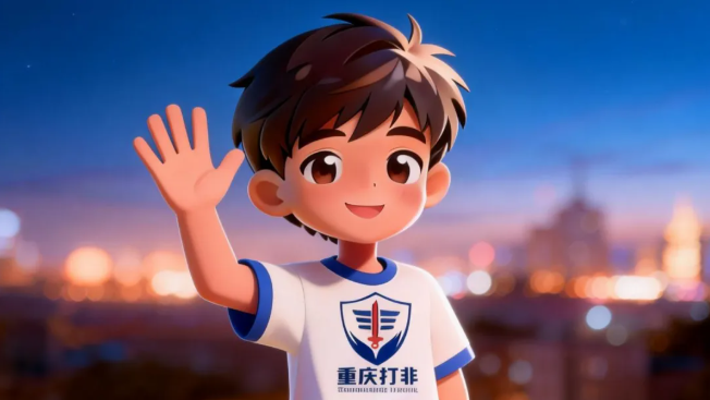 “重慶打非”標識化作光芒，孕育出卡通形象“小六六”，象征著視覺體系從靜態到動態的升華。