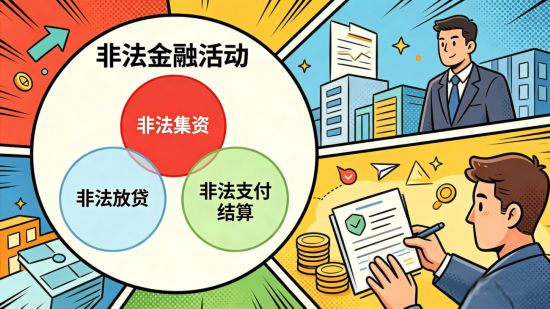 ▲非法金融活动是一个独立概念，非法集资是其中最重要的一种。